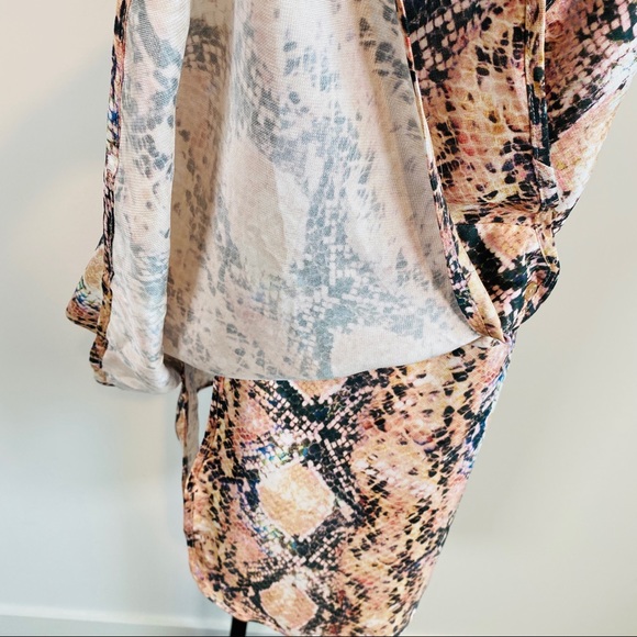 Pink Pure Silk Multicolor Snake Print Wrap Dress H&M Exclusive Studio SS 2015 - Picture 4 of 16
